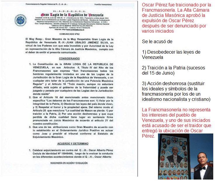 causa masónica contra óscar pérez gran logia de venezuela